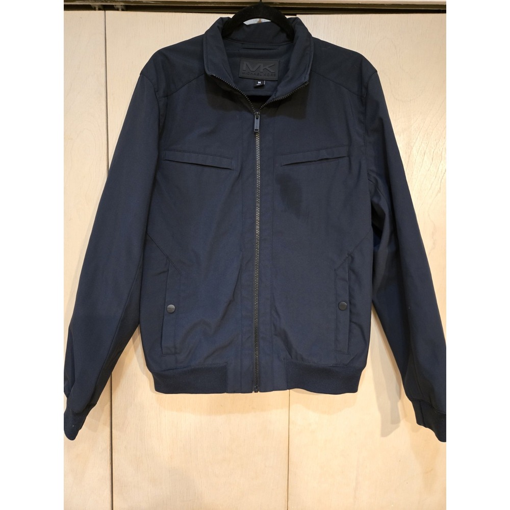 Title:Michael Kors Men's M Navy Blue Soft Shell Bomber Jacket Full Zip MK